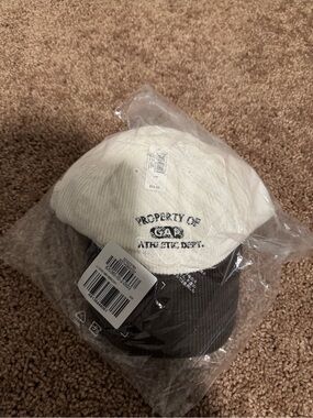 Kids GAP White and Dk Brown Corduroy Baseball Cap - 'Property of GAP' S/M size